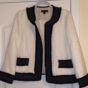 Ann Taylor Black and Cream Women's Blazer